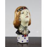 An unusual Salvini Art Nouveau pottery seal, early 20th century, in the form of a lady's head with