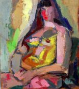 Pamina Liebert Mahrenholtz (1904-2004)oil on board,Seated female nude,monogrammed,19 x 16.75in.