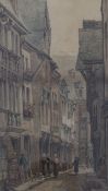 William Pitt (1855-1918)2 watercolours,Thatched cottages and Street scene,one monogrammed and