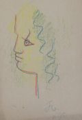 § Jean Cocteau (1889-1963) Profile, 7 x 5in. § Jean Cocteau (1889-1963)coloured chalk on buff