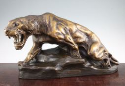 Thomas Francois Cartier (1879-1943). A French Art Deco painted terracotta model of a snarling