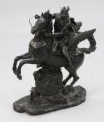 After Antoine Coysevox. A patinated bronze group of Mercury riding Pegasus, 24.5in. After Antoine