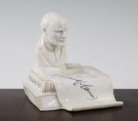 A bust of Lenin porcelain propagada inkstand, after a design by Natalia Danko, The State Porcelain