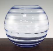 A 1930's Whitefriars ribbed glass bowl, 1930's, 28cm. A 1930's Whitefriars ribbed glass bowl, 1930'