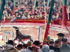 Clifford Hall (1904-1973) 'Mills Circus, Luton c.1933', 6.25 x 8.5in. Clifford Hall (1904-1973)oil