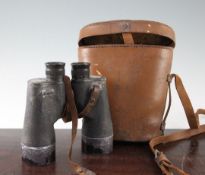 A pair of WWII REL 7 x 50 binoculars, A pair of WWII REL 7 x 50 binoculars, with a plaque