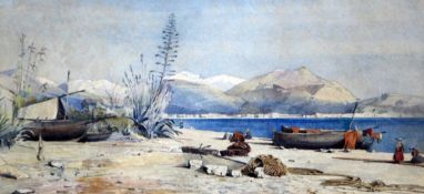 Augustus Hare (1834-1903) Lake scene at Ste Helene, 6.25 x 13.25in. Augustus Hare (1834-1903)