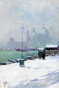 Professor Vittorio Nattino (1890-c.1971) Venice in winter, 10.5 x 7.25in. Professor Vittorio Nattino