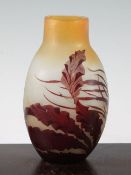 A Galle cameo etched flattened ovoid vase, c.1910, 19cm A Galle cameo etched flattened ovoid vase,