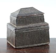 A Nepalese carved wood treasure box, probably 19th century, 6in. A Nepalese carved wood treasure