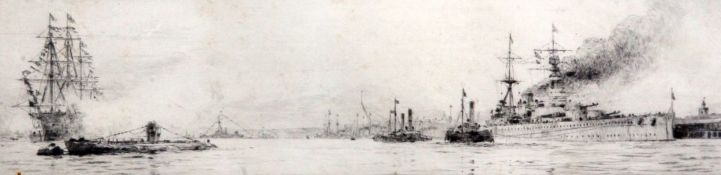 William Lionel Wyllie (1851-1931) HMS Renown leaving for the Antipodes, 3 x 11.75in. William