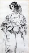 William Strang (1859-1921) Study of a standing woman, 8 x 4.5in. William Strang (1859-1921)pencil
