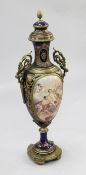A large Sevres style and gilt metal mounted vase and cover, 95.5cm. A large Sevres style and gilt