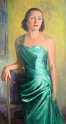 Aubrey Davidson-Houston (1906-1995) Portrait of Mrs Lucille Van Geest, 48 x 26.5in. Aubrey