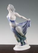 A Rosenthal Art Deco figurine of a semi-nude lady, modelled by Ferdinand Liebermann, 1920's, 38.