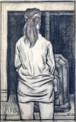 Clifford Hall (1904-1973) Girl standing before a stove, 25 x 16.25in. Clifford Hall (1904-1973)