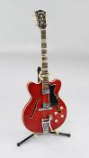 A cherry red Hofner Verithin semi-acoustic electric guitar, c.1964, A cherry red Hofner Verithin