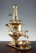 A late 19th century Russian brass samovar, 12in. A late 19th century Russian brass samovar, with