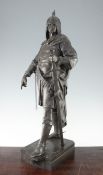 Emile Picault (1833-1915). A large patinated bronze figure of a Saracen warrior, 26.5in. Emile