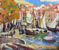Hilary Clements Hassell (fl.1911-1936) Nice harbour, 25 x 30in., unframed Hilary Clements Hassell (
