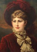 Circle of Ernst Berger (1857-1919) Portraits of elegant young ladies, 21.5 x 15.5in. Circle of Ernst