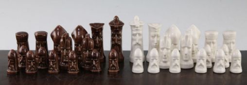 A continental pottery chess set, A continental pottery chess set, complete with thirty two pieces,