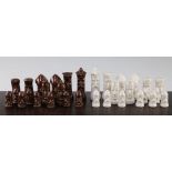 A continental pottery chess set, A continental pottery chess set, complete with thirty two pieces,