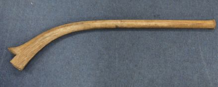 A Fijian Gata 'gun stock' club, 42in. A Fijian Gata 'gun stock' club, the handle carved with