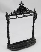 A Victorian Coalbrookdale four division stickstand, width 22in. A Victorian Coalbrookdale four