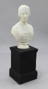 Lawrence Macdonald (Scottish, 1799-1878). A carved white marble bust of a maiden, 25.5in. Lawrence