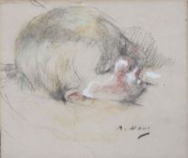 Beatrice Howe (1867-1932) 'Bébé Soucant son Pouce', 7.5 x 8.5in. Beatrice Howe (1867-1932)pastel,'