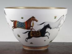A Hermes Cheval d'Orient pattern punch bowl, modern, 26.5cm diam., complete with original box A