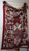 An Uzbekistan patchwork bridal blanket or wall hanging, 6ft 2in. x 4ft 5in. An Uzbekistan