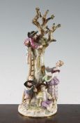 A Meissen group of apple pickers, late 19th century, 27cm, losses and restorations A Meissen group