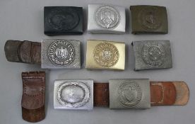 Eight German Third Reich belt buckles, Eight German Third Reich belt buckles, including two