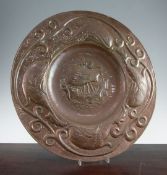 John Pearson. A Newlyn Arts & Crafts copper charger, 20.25in. John Pearson. A Newlyn Arts & Crafts