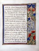 A French manuscript leaf from the 'Book of Hours', Rouen 1490-1500, overall 14.5 x 11.5in. A
