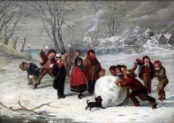 William Hemsley (1819-1893) Children building a giant snowball, 10 x 14in. William Hemsley (1819-