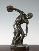 After the antique. A patinated bronze figure of Discobulus of Myron, or the discus thrower, 13.