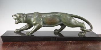 J. Brault. An Art Deco bronze model of a roaring panther, 30.5in. J. Brault. An Art Deco bronze