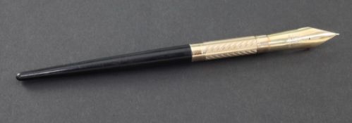 A Mabie Todd No.8 ebony and gold plated dip pen, 7.25in. A Mabie Todd No.8 ebony and gold plated dip