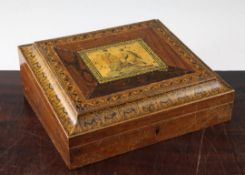 An early 19th century Tunbridgeware penwork writing slope, 12in. An early 19th century Tunbridgeware