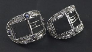 A pair of mid 18th century Russian oval cut steel buckles, probably Tula, A pair of mid 18th century