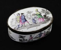 A late 18th / early 19th century oval continental enamel snuff box, 3.5in. A late 18th / early