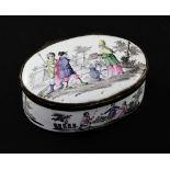 A late 18th / early 19th century oval continental enamel snuff box, 3.5in. A late 18th / early