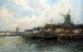 Edward Charles Mulready Fishing boats in a Dutch harbour, 15 x 23in. Edward Charles Mulreadyoil on