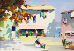 Cecil Rochfort D'Oyly John (1906-1993) Mediterranean market square, 10 x 14in. Cecil Rochfort D'Oyly