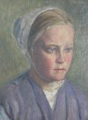 Johan Mari Henri Ten Kate (1831-1910) Portrait of a young girl from Scheveningen, 10.5 x 8.5in.