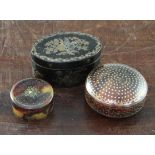 A 19th century oval tortoiseshell snuff box & 2 others A 19th century oval tortoiseshell snuff