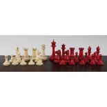 A Victorian turned ivory Staunton pattern part chess set, A Victorian turned ivory Staunton